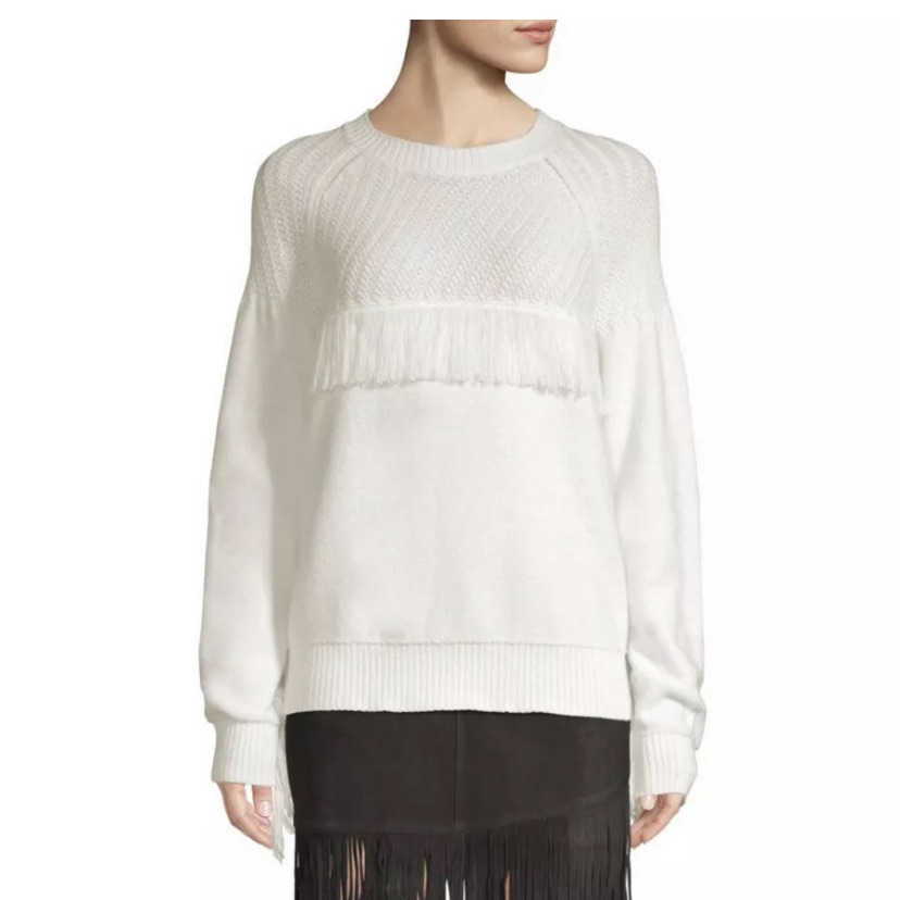Frame Denim : Ivory Fringe Sweater